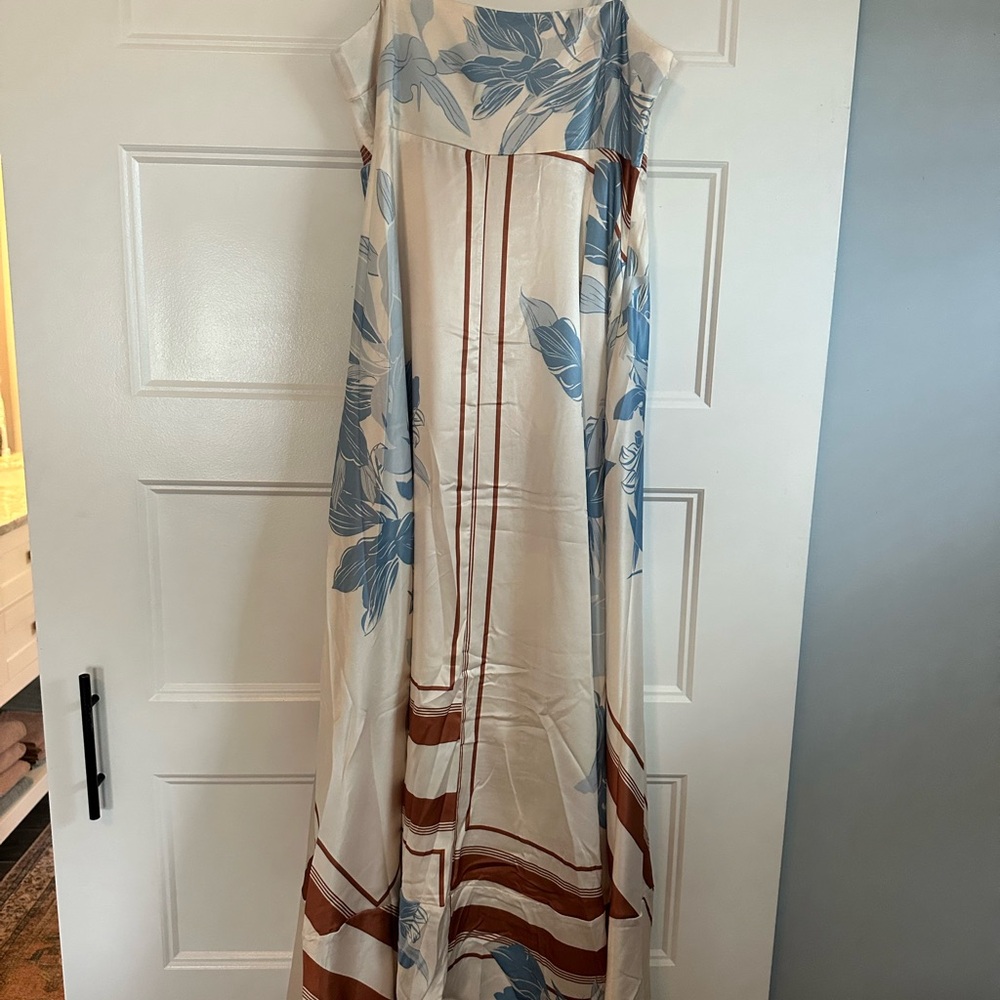 Petal & Pup Strapless Cream and Blue Dress